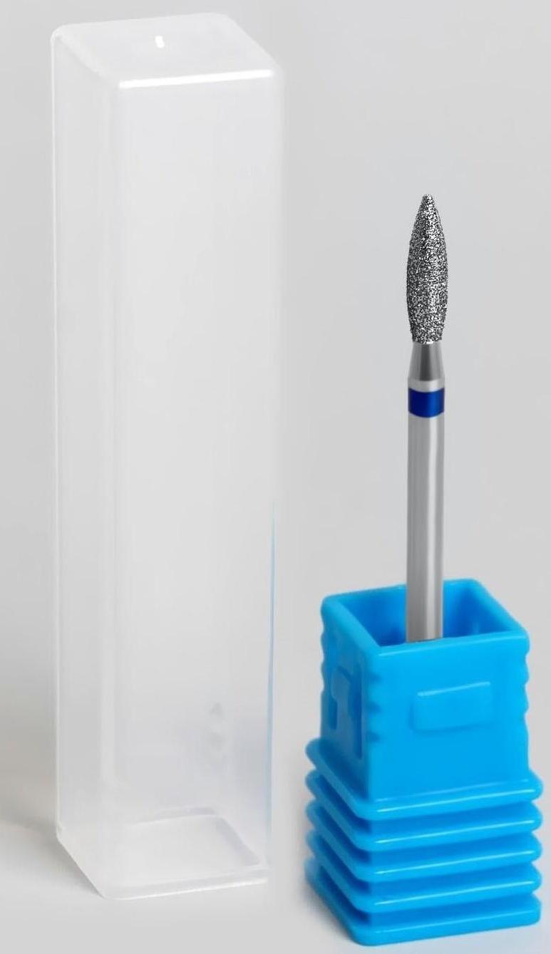 Фреза алмазная для маникюра «Пламя», средняя зернистость, 2,3 × 10 мм, в пластиковом футляре