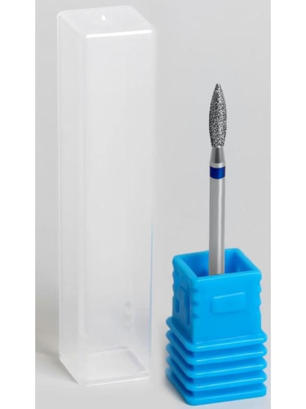 Фреза алмазная для маникюра «Пламя», средняя зернистость, 2,3 × 10 мм, в пластиковом футляре