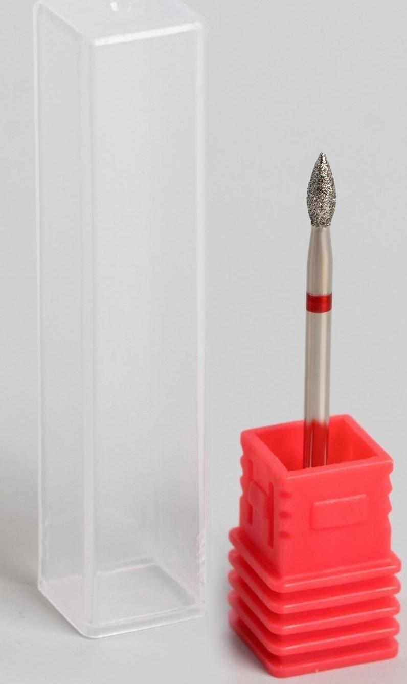 Фреза алмазная для маникюра «Пламя», мелкая зернистость, 2,3 × 5 мм, в пластиковом футляре