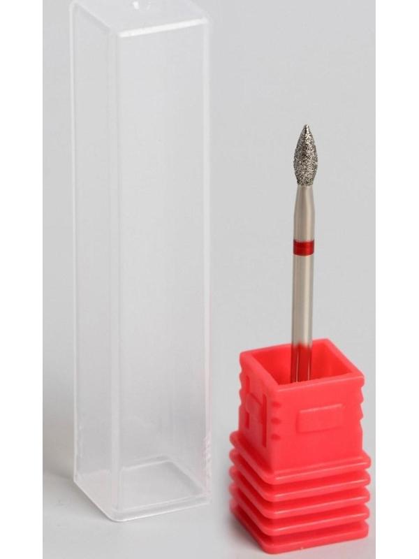 Фреза алмазная для маникюра «Пламя», мелкая зернистость, 2,3 × 5 мм, в пластиковом футляре