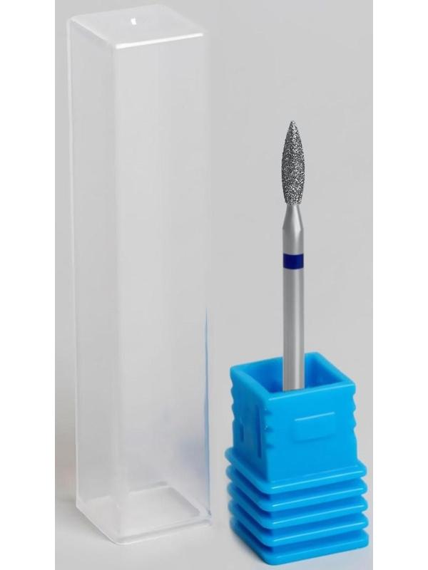 Фреза алмазная для маникюра «Пламя», средняя зернистость, 2,5 × 10 мм, в пластиковом футляре