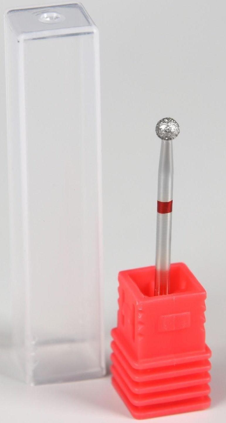 Фреза алмазная для маникюра «Шар», мелкая зернистость, 3,5 мм, в пластиковом футляре