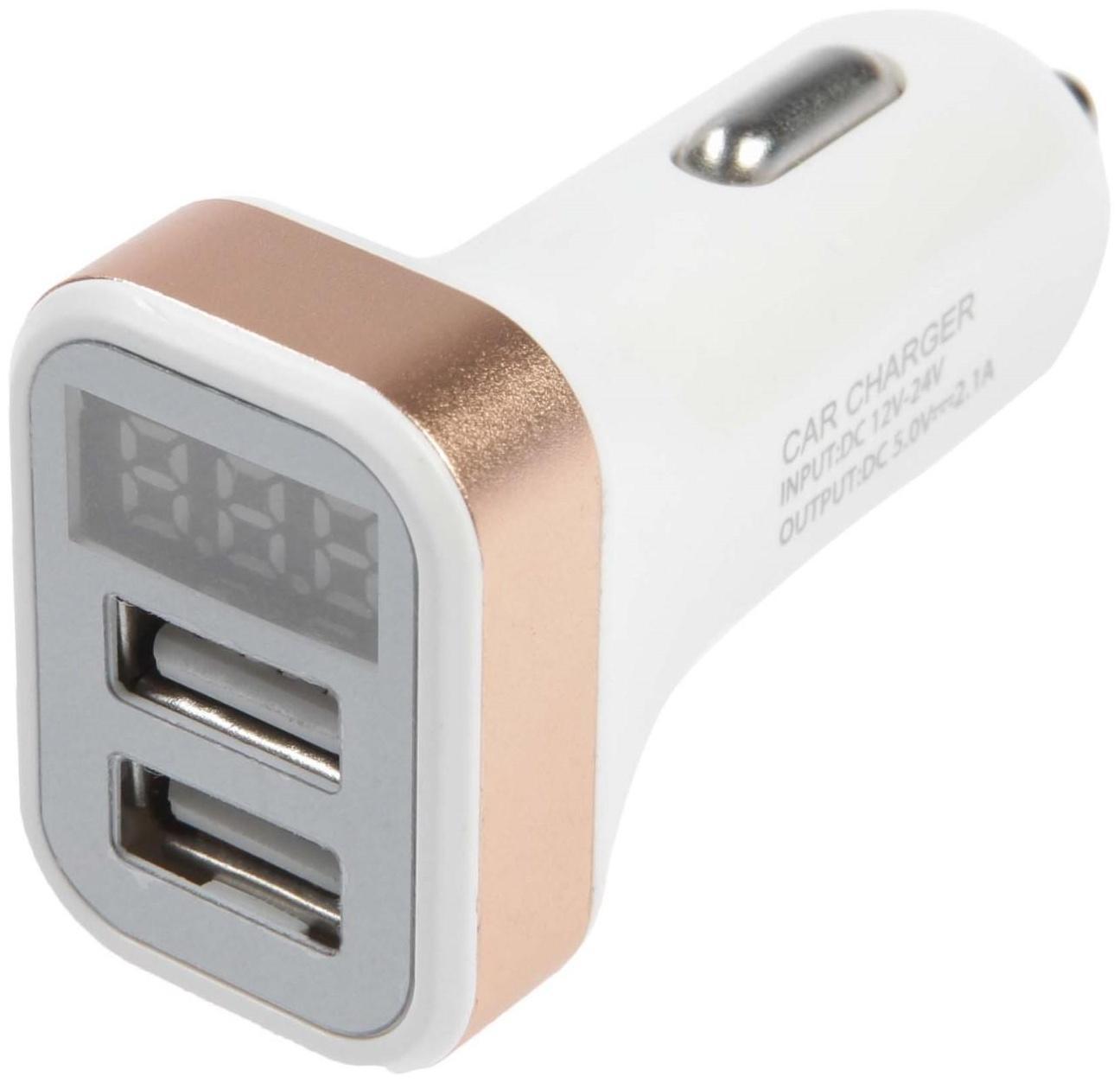 Автомобильный вольтметр, зарядное устройство Cartage 12-24 В, 2 USB 2А, микс