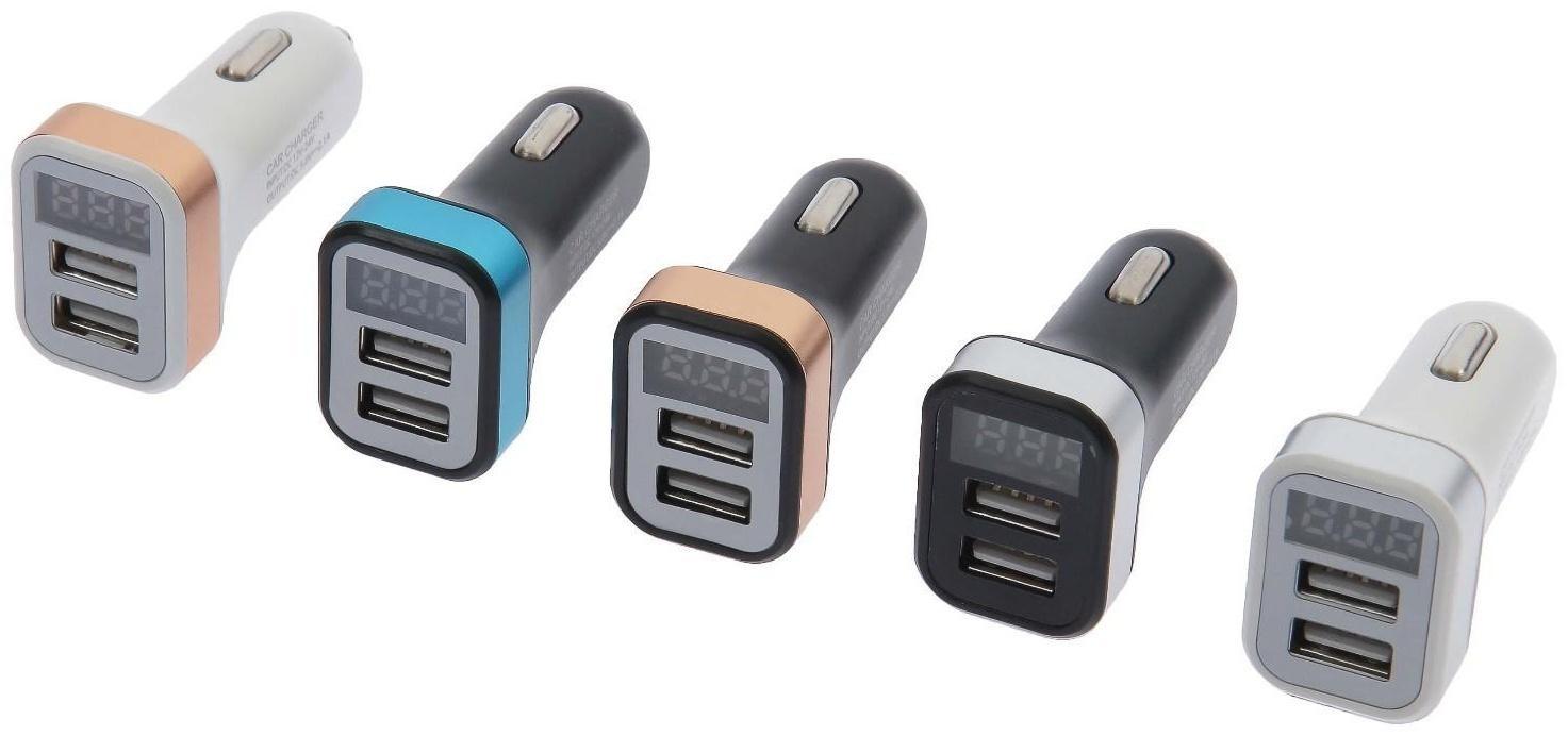 Автомобильный вольтметр, зарядное устройство Cartage 12-24 В, 2 USB 2А, микс