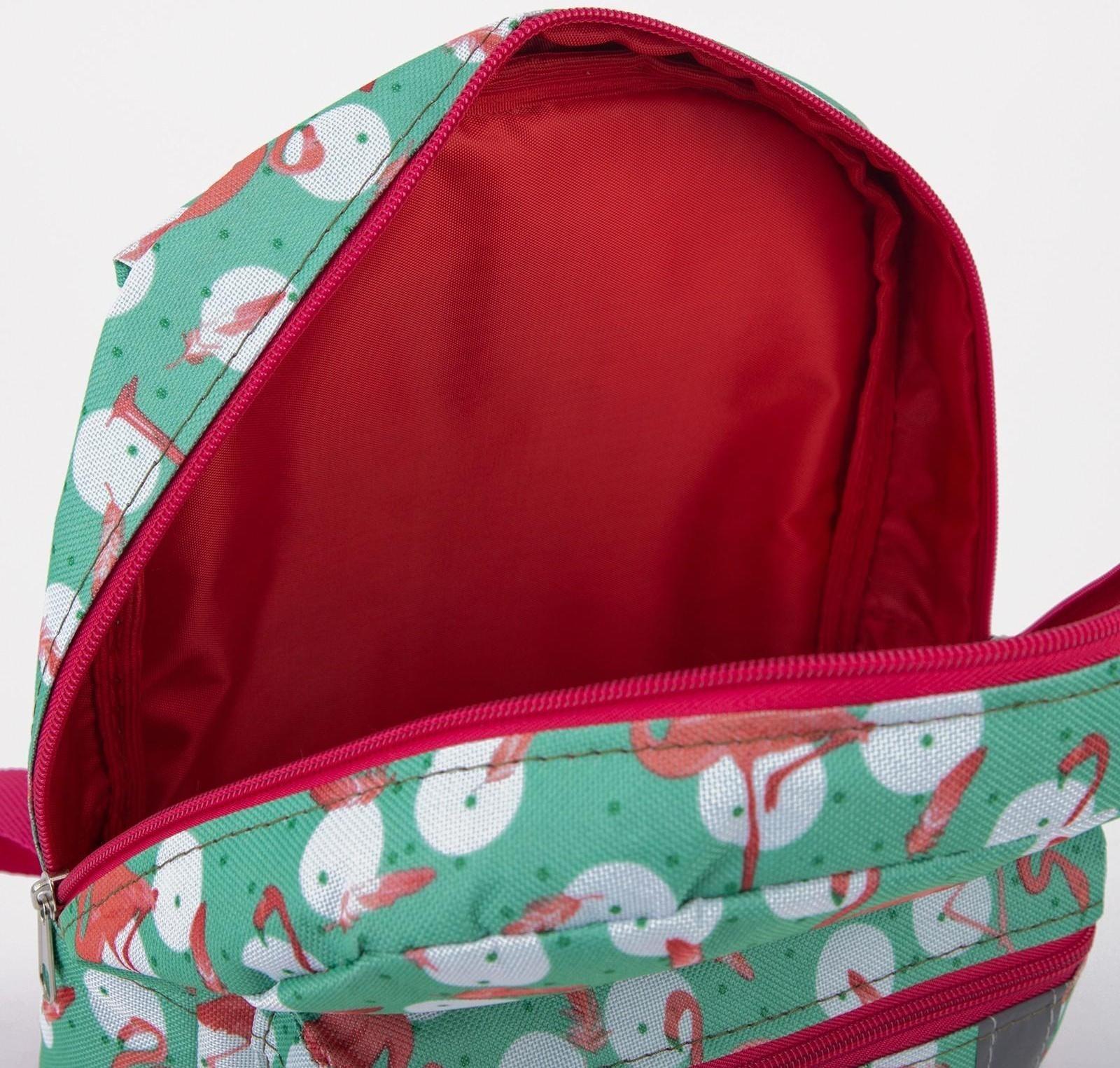 Рюкзак на молнии, наружный карман, светоотражающая полоса, цвет бирюзовый/розовый