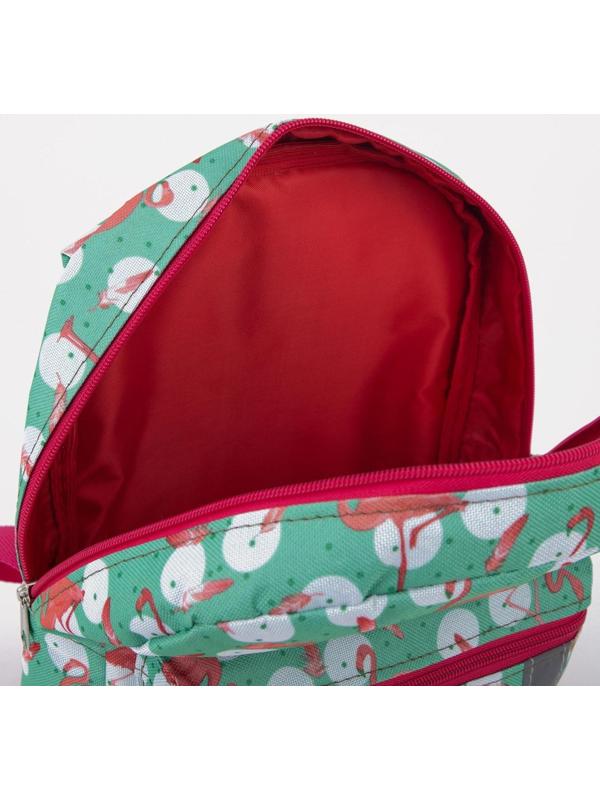 Рюкзак на молнии, наружный карман, светоотражающая полоса, цвет бирюзовый/розовый