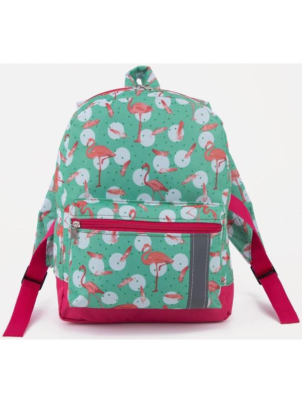 Рюкзак на молнии, наружный карман, светоотражающая полоса, цвет бирюзовый/розовый