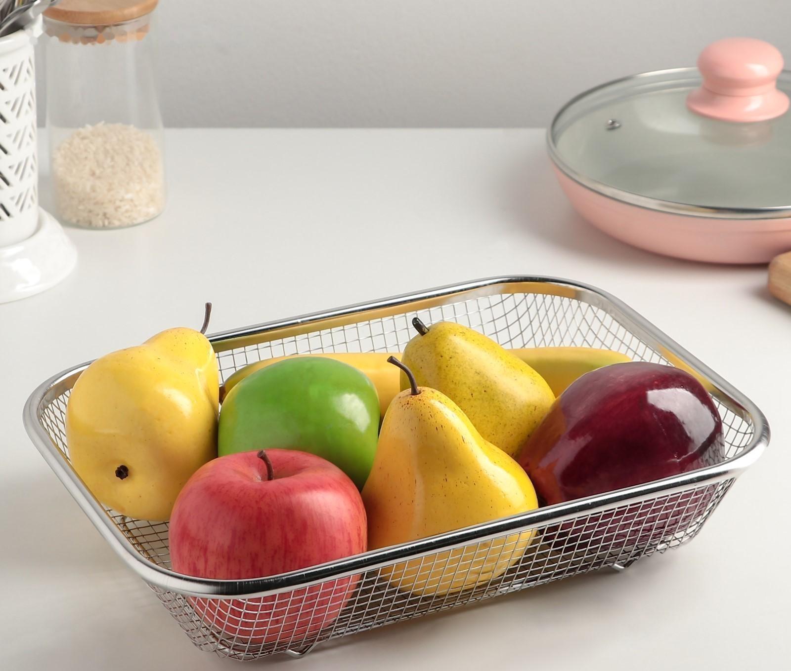 Корзинка для мытья продуктов Доляна, 201 сталь, 30×22 см