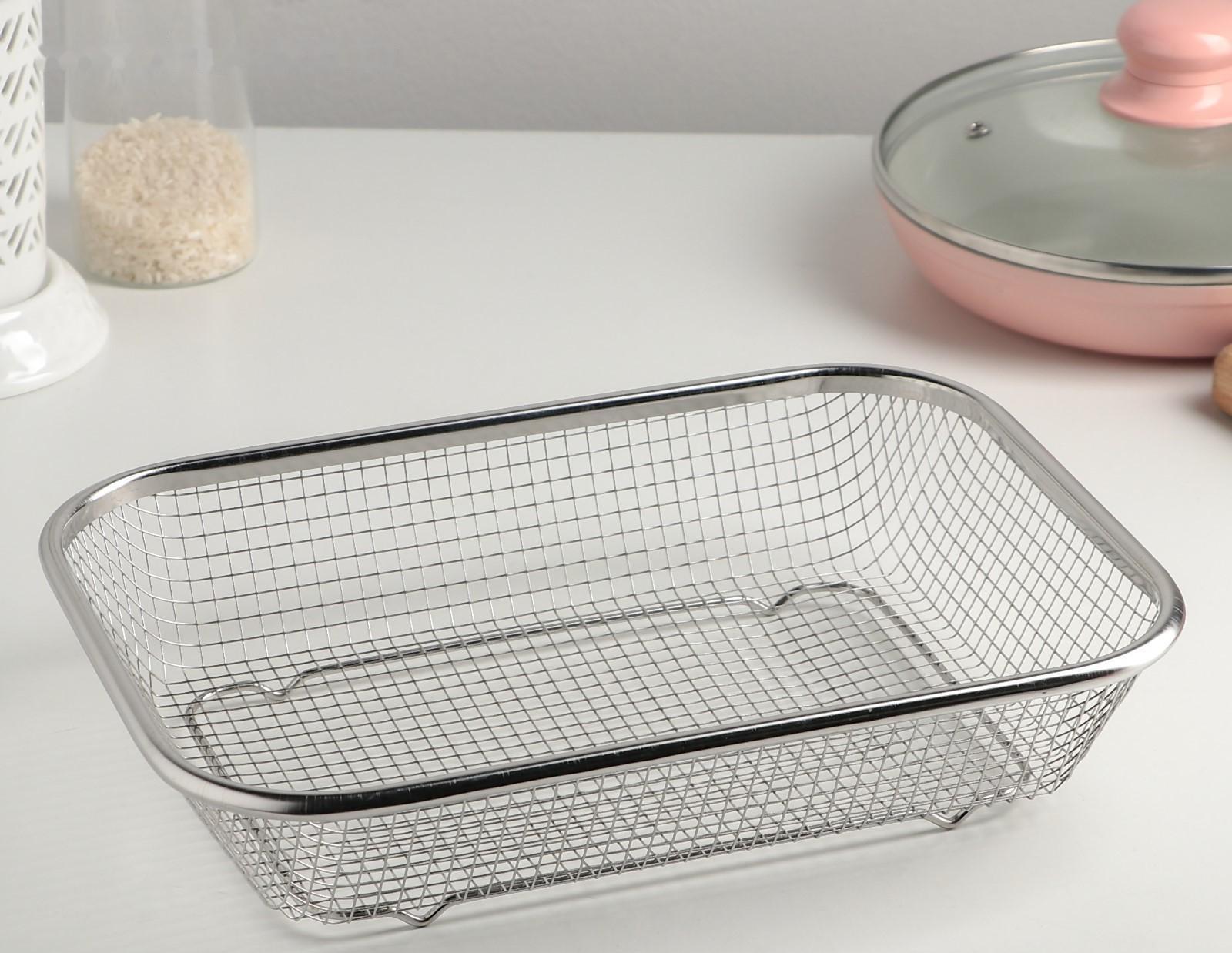 Корзинка для мытья продуктов Доляна, 201 сталь, 30×22 см