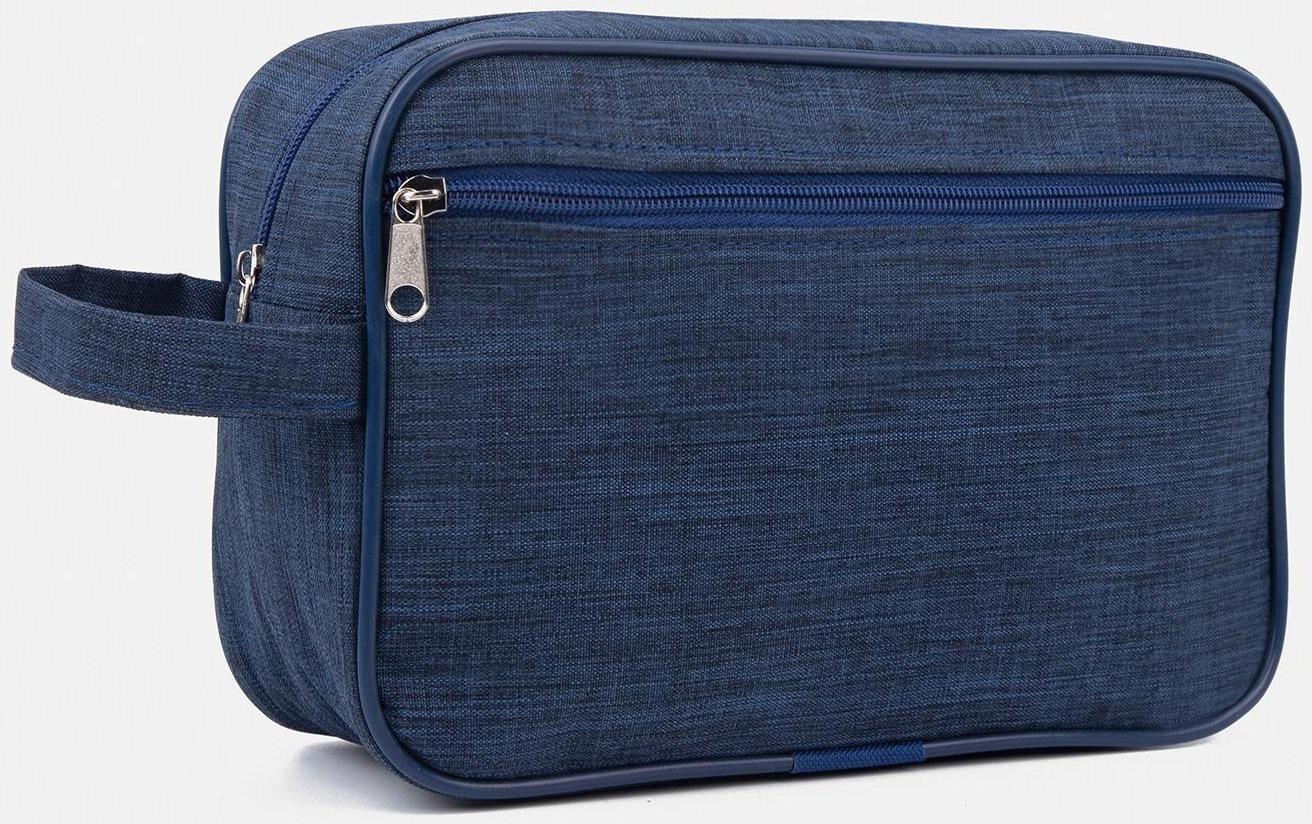 Косметичка на молнии, наружный карман, цвет синий