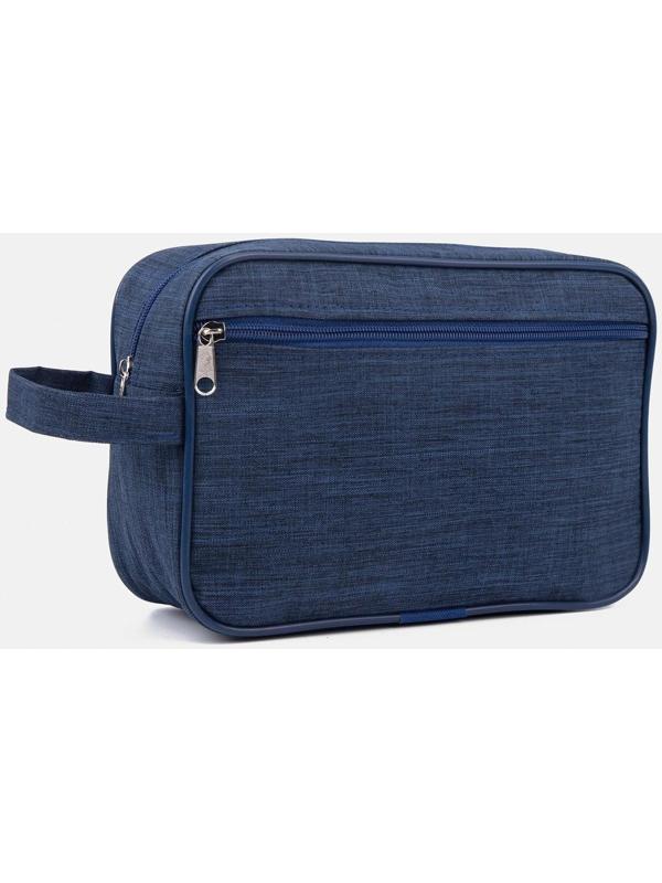 Косметичка на молнии, наружный карман, цвет синий