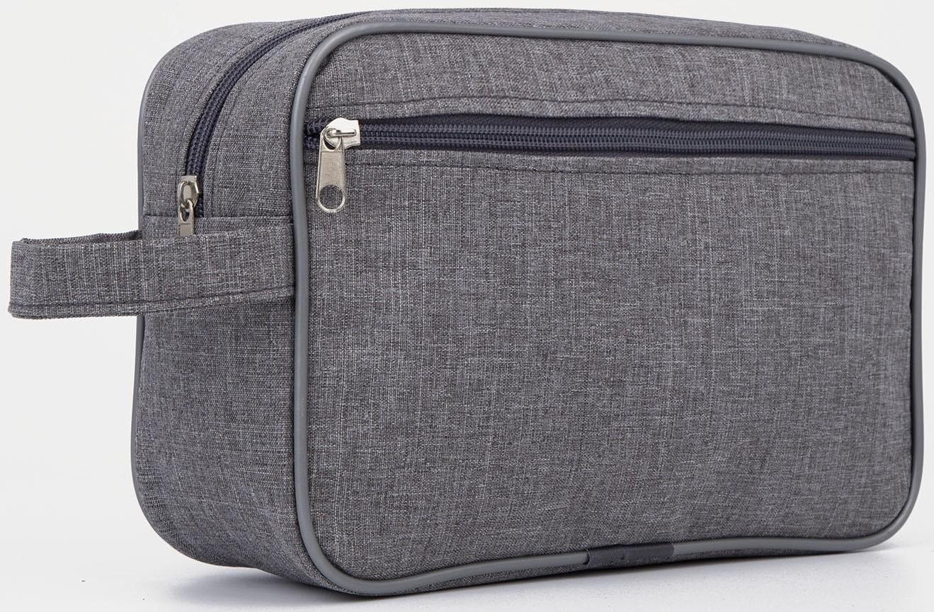 Косметичка на молнии, наружный карман, цвет серый