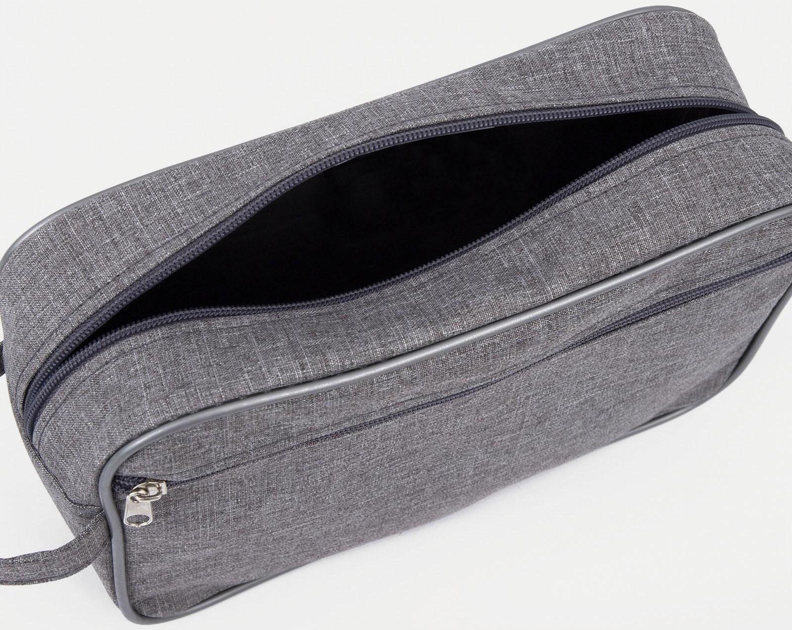 Косметичка на молнии, наружный карман, цвет серый