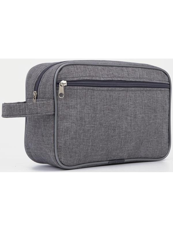 Косметичка на молнии, наружный карман, цвет серый