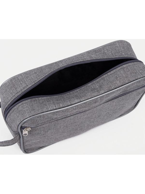Косметичка на молнии, наружный карман, цвет серый