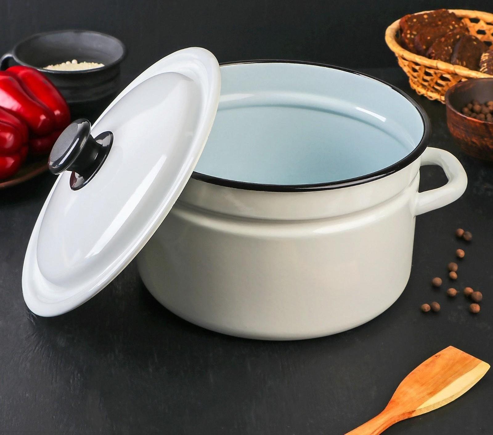 Кастрюля цилиндрическая, 5 л, индукция, без деколи, цвет белый