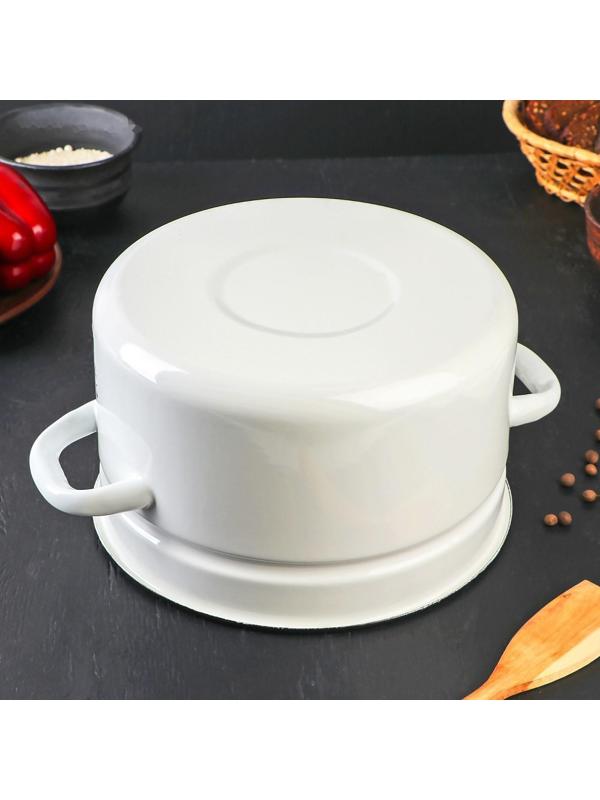 Кастрюля цилиндрическая, 5 л, индукция, без деколи, цвет белый