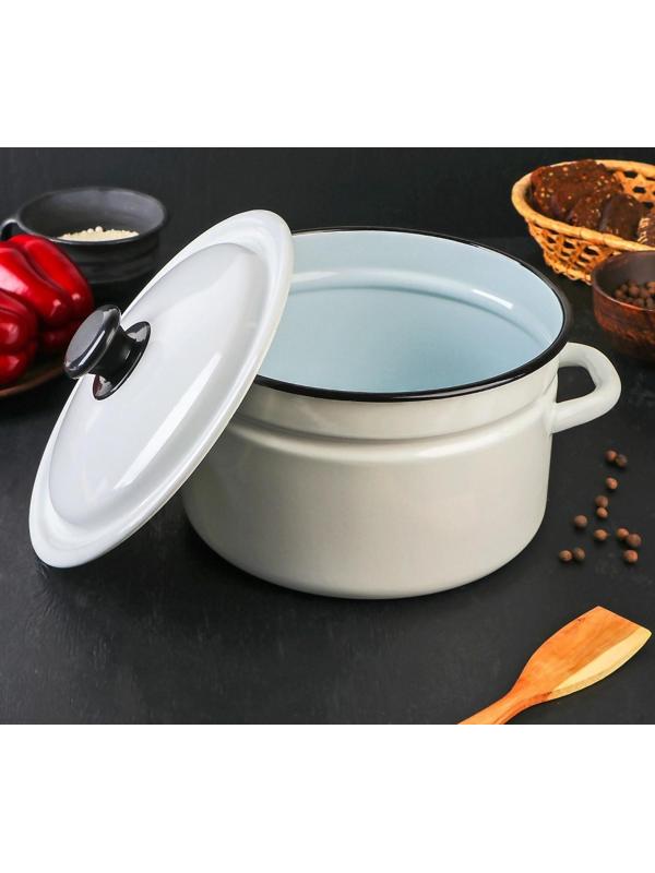 Кастрюля цилиндрическая, 5 л, индукция, без деколи, цвет белый