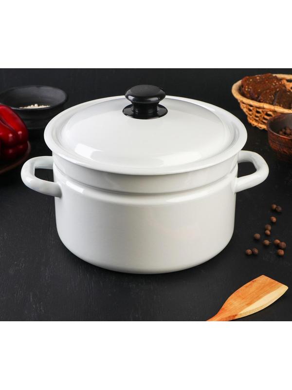 Кастрюля цилиндрическая, 5 л, индукция, без деколи, цвет белый