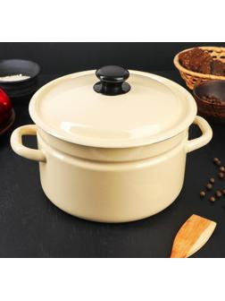 Кастрюля цилиндрическая, 5 л, индукция, без деколи, цвет слоновая кость