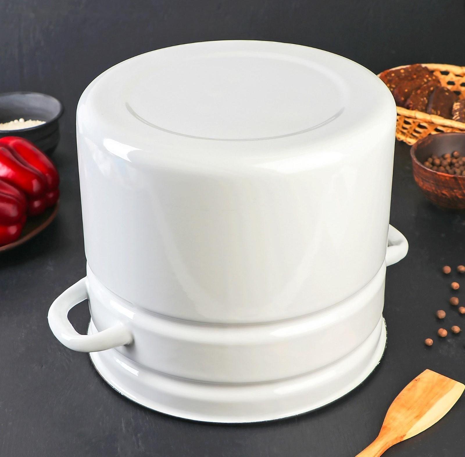 Кастрюля цилиндрическая, 10 л, индукция, без деколи, цвет белый