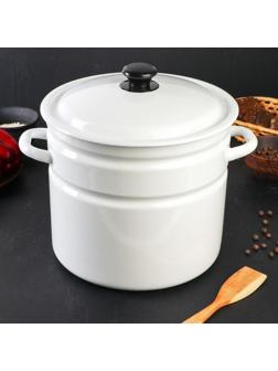 Кастрюля цилиндрическая, 10 л, индукция, без деколи, цвет белый