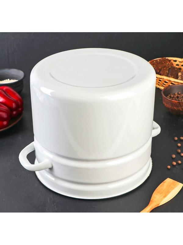 Кастрюля цилиндрическая, 10 л, индукция, без деколи, цвет белый