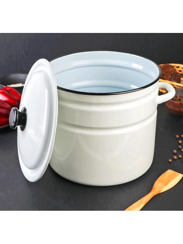 Кастрюля цилиндрическая, 10 л, индукция, без деколи, цвет белый