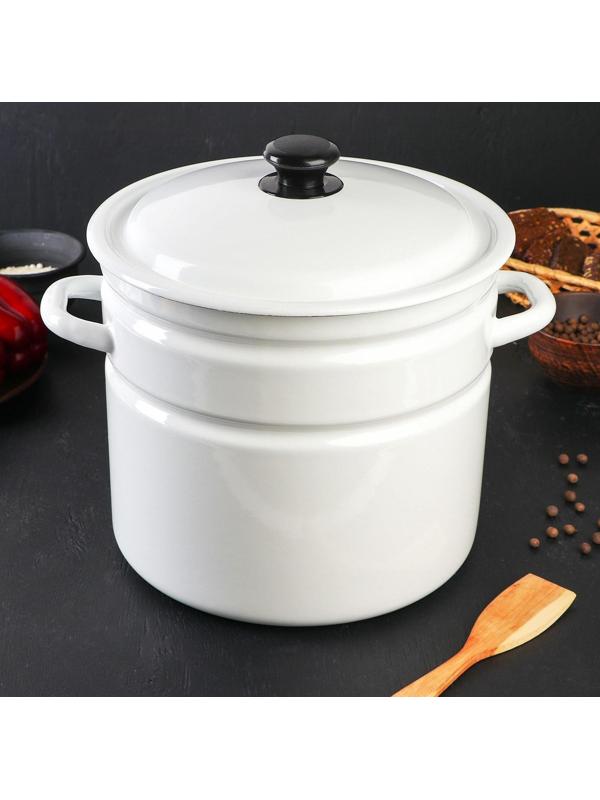 Кастрюля цилиндрическая, 10 л, индукция, без деколи, цвет белый