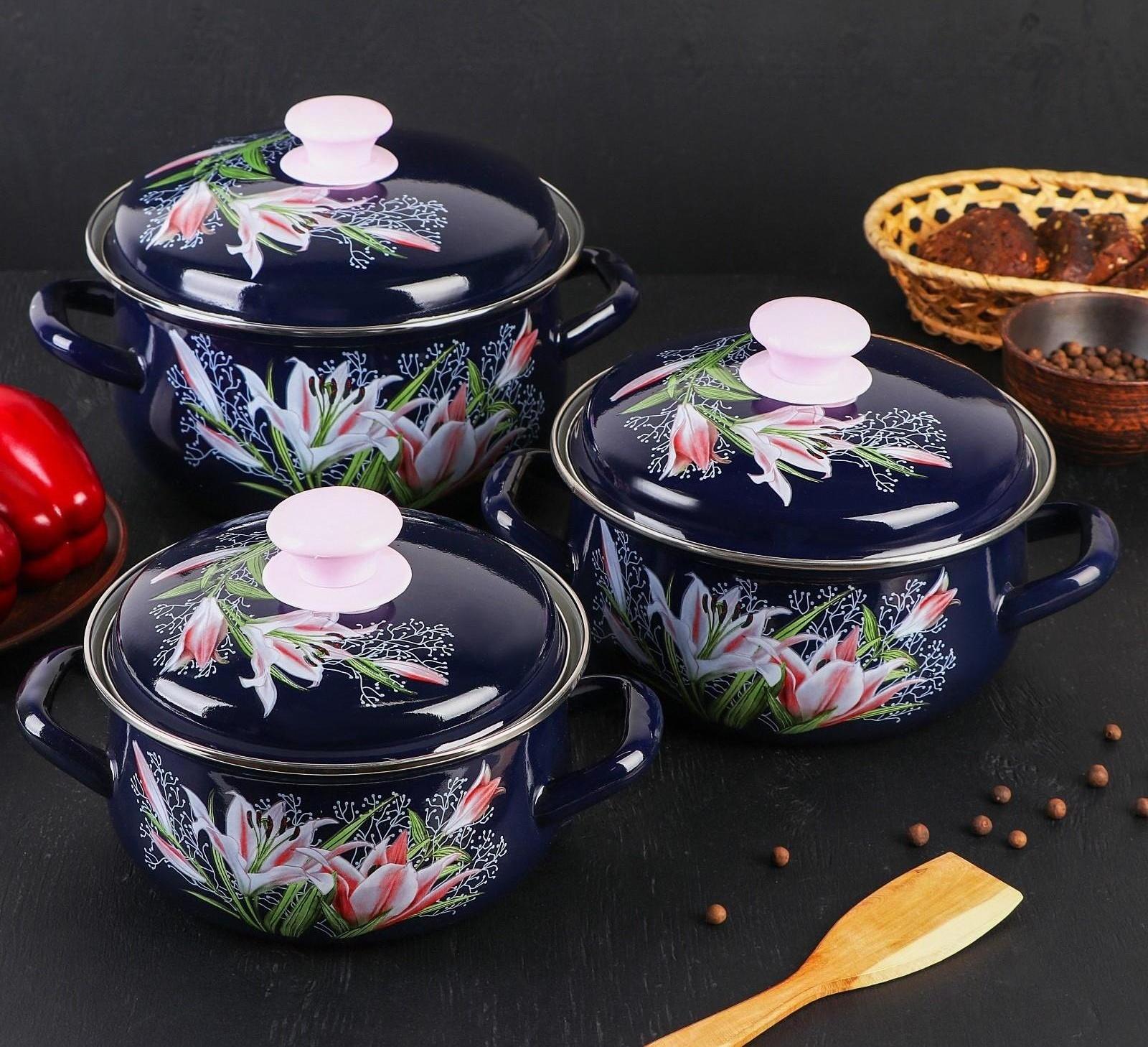 Набор кастрюль «Версаль», 3 предмета: 1,5 л, 2 л, 3 л, индукция