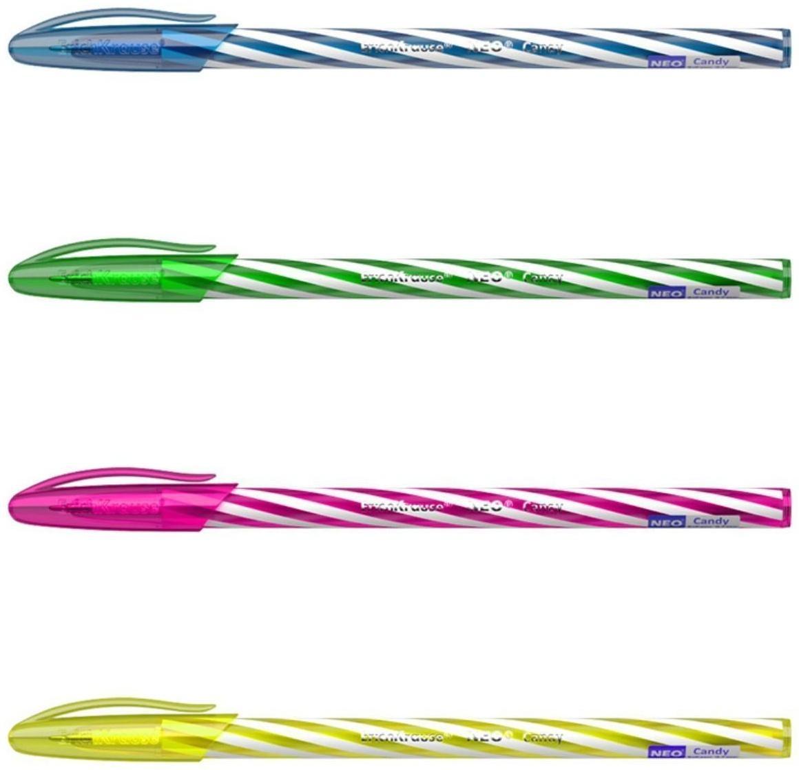 Ручка шариковая ErichKrause Neo Candy, чернила синие, 4 штуки