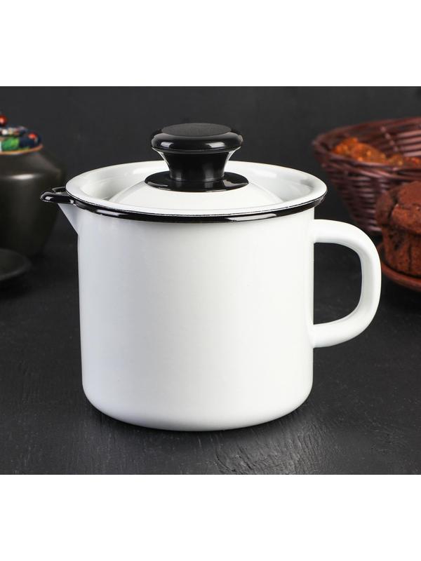 Кружка с носиком, 1 л, с крышкой, без деколи, цвет белый