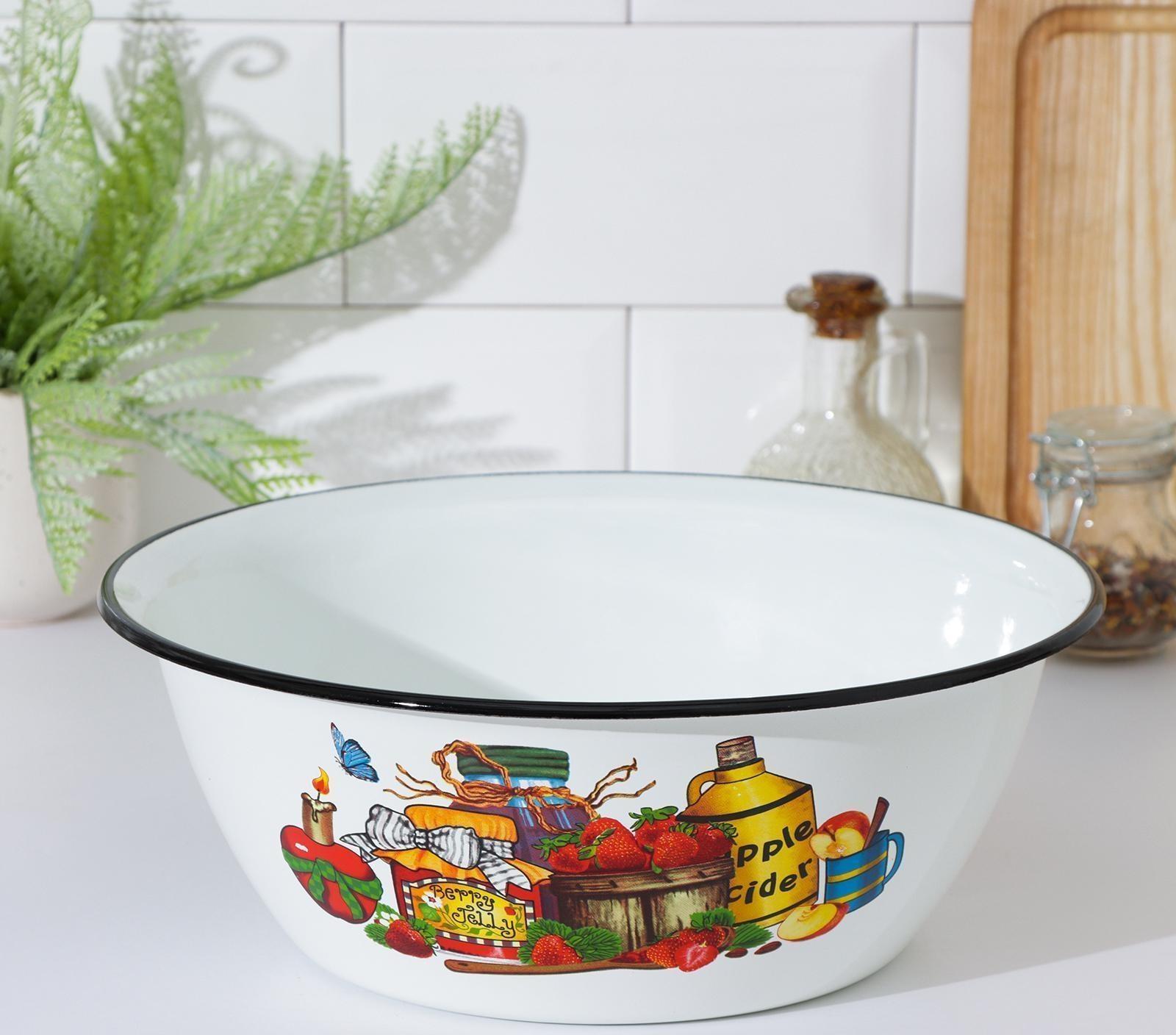 Миска, 4 л, индукция, деколь МИКС, цвет белый