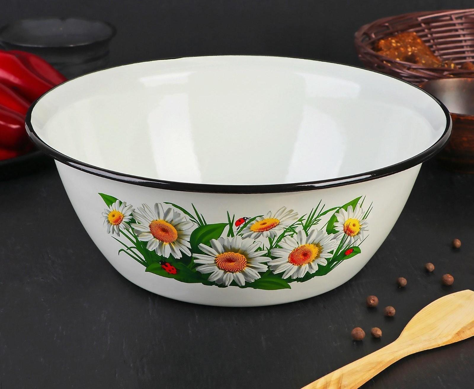 Миска, 4 л, индукция, деколь МИКС, цвет белый