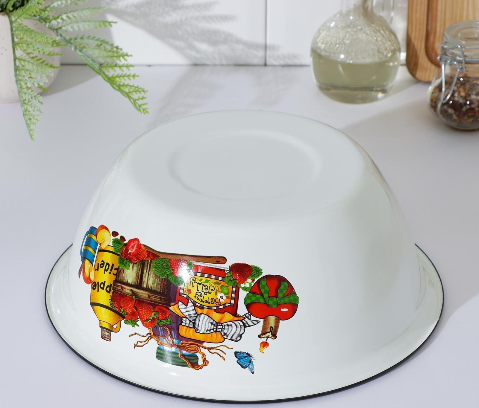 Миска, 4 л, индукция, деколь МИКС, цвет белый