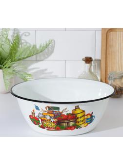 Миска, 4 л, индукция, деколь МИКС, цвет белый