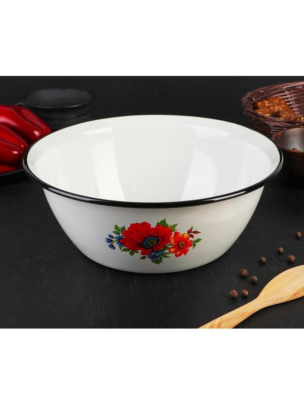 Миска, 4 л, индукция, деколь МИКС, цвет белый