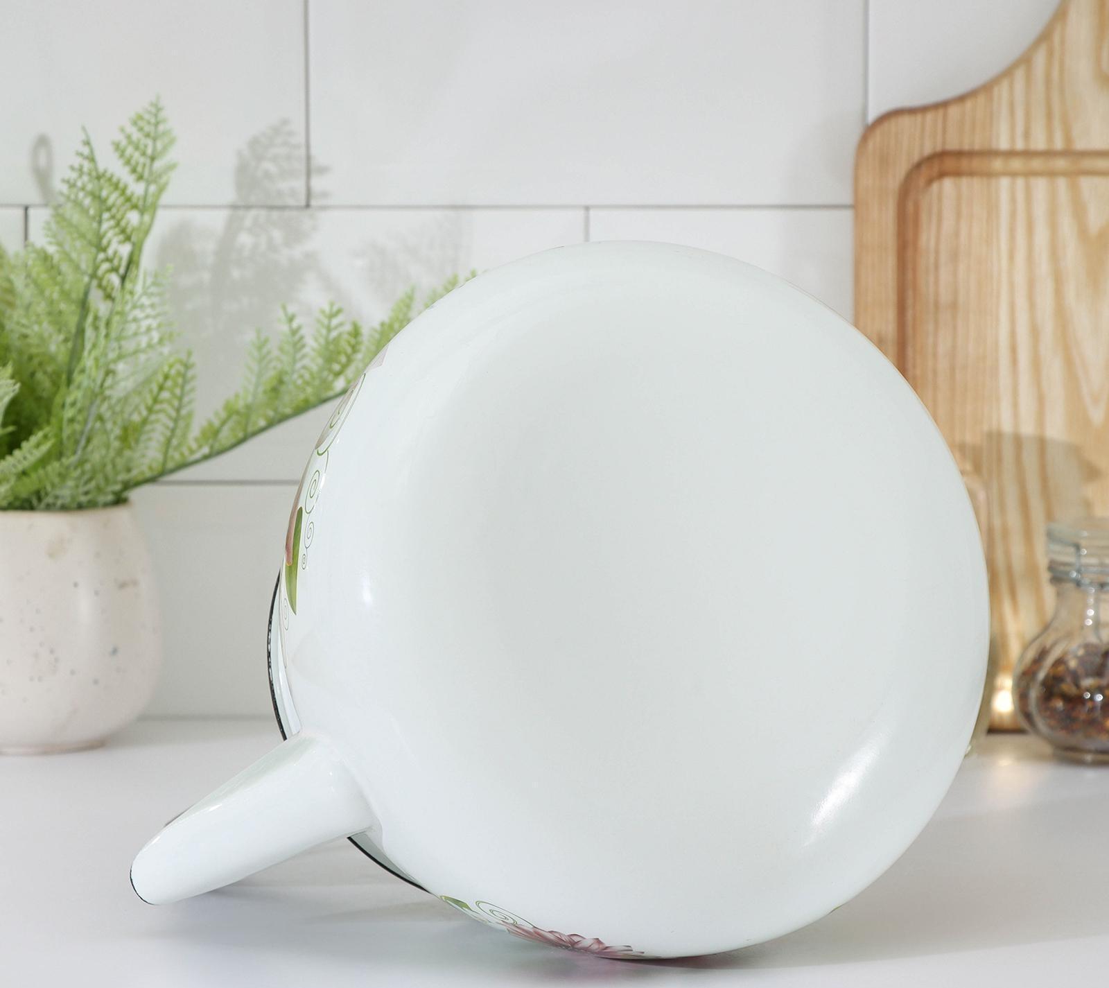 Чайник сферический, 3 л, индукция, деколь МИКС, цвет белый