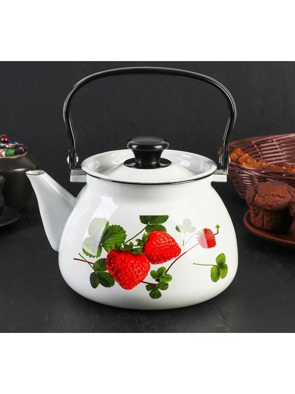 Чайник сферический, 3 л, индукция, деколь МИКС, цвет белый