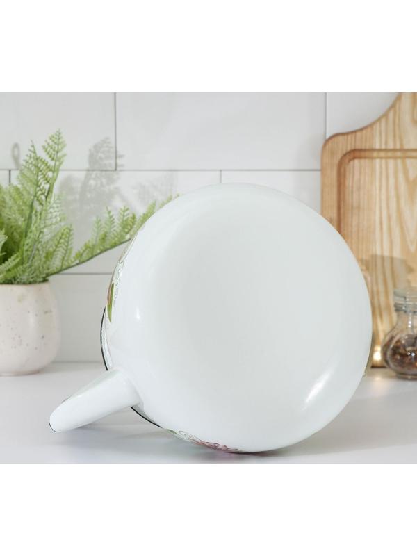 Чайник сферический, 3 л, индукция, деколь МИКС, цвет белый