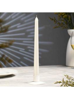 Свеча античная, 2,3х 25 см, лакированная, белый металлик