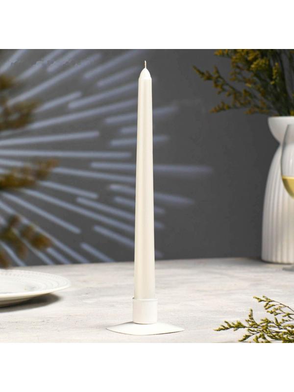 Свеча античная, 2,3х 25 см, лакированная, белый металлик