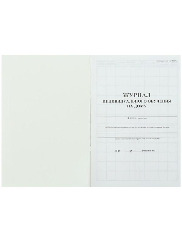 Журнал индивидуального обучения на дому А4, 24 листа, обложка мелованный картон 215 г/м², блок писчая бумага 60 г/м²