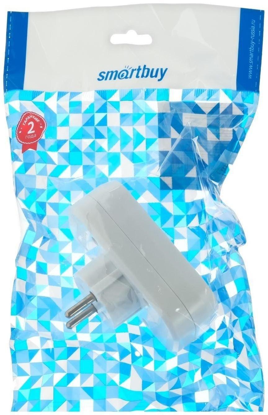 Разветвитель Smartbuy, 10 А, 250 B, 2 гнезда, без заземления, плоский