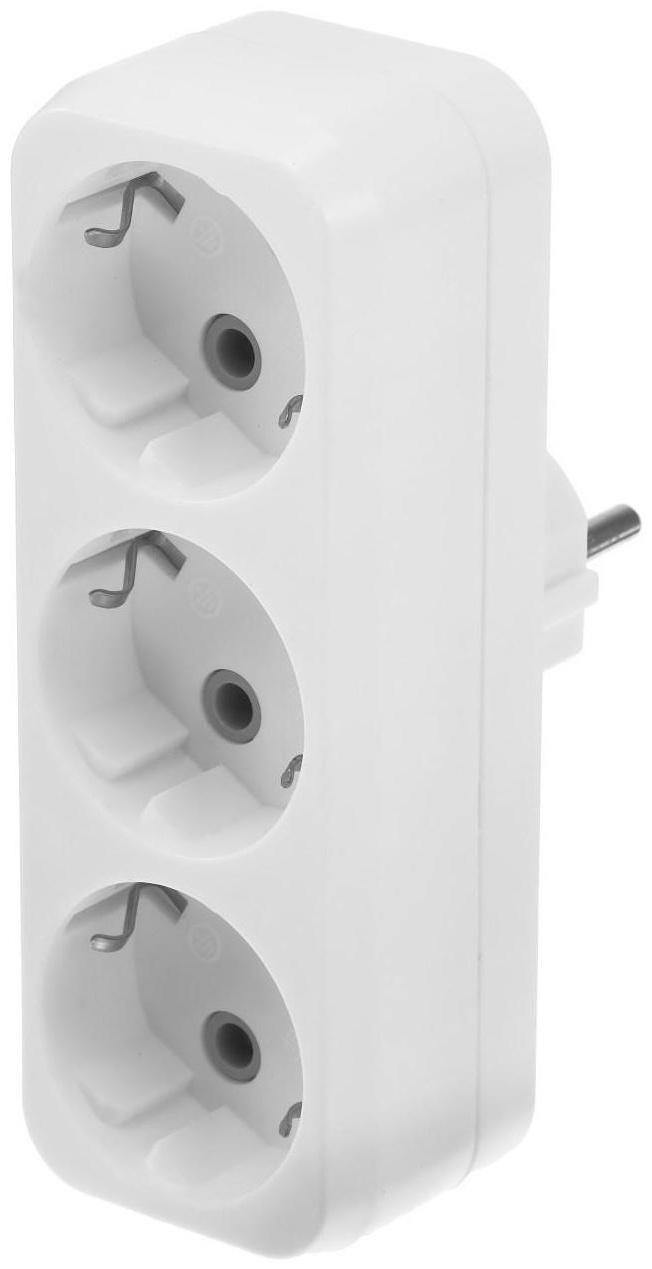 Разветвитель Smartbuy, 16 А, 250 B, 3 гнезда, с заземлением, плоский