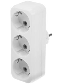 Разветвитель Smartbuy, 16 А, 250 B, 3 гнезда, с заземлением, плоский