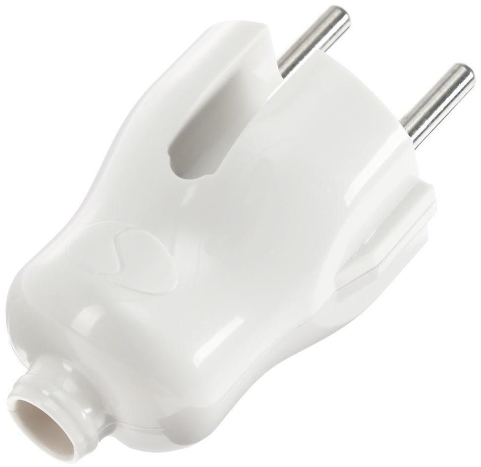 Вилка прямая Smartbuy, 10 А, 250 В, без з/к, белая