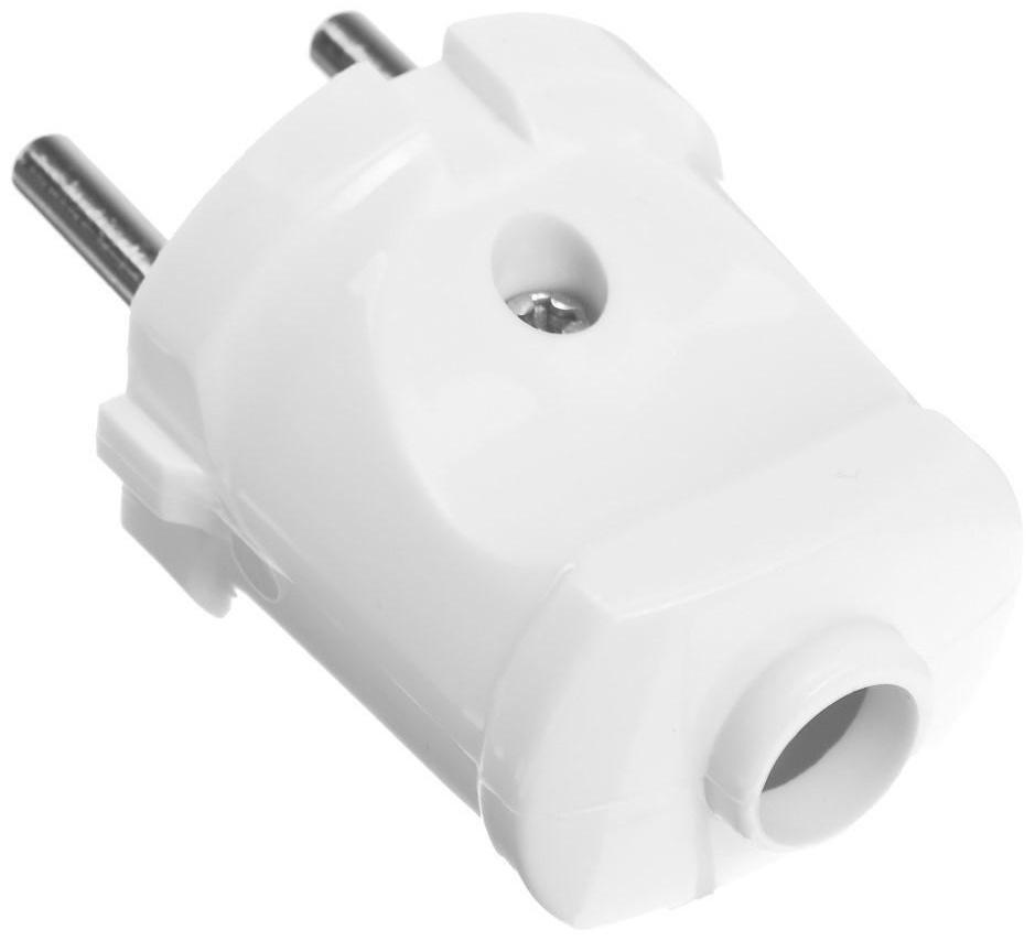 Вилка прямая Smartbuy, 10 А, 250 В, без з/к, белая