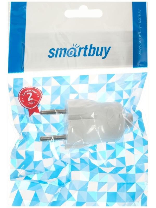 Вилка прямая Smartbuy, 10 А, 250 В, без з/к, белая