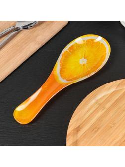 Подставка стеклянная под ложку Доляна «Сочный апельсин», 23,5×8,3 см